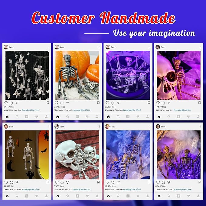 10 Pcs mini skeleton halloween decoration With hemp rope,6”small plastic posable halloween tiny skeleton figurines decor for Halloween Indoor Outdoor Graveyard Decor Haunted House Party Favors