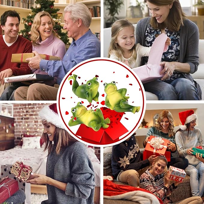 Frog Figurine Garden Decor Set of 3, Funny Lazy Frog Garden Statues Yard Decoration Outdoor Holiday Decorations, Unique Yart Art Outdoor Lawn Ornament for Outside Pond Pool Patio Front Porch Backyard