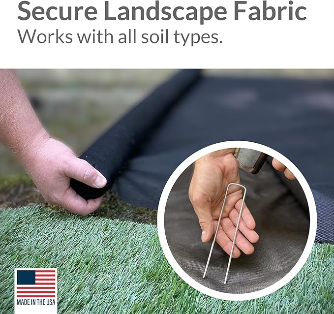 Pinnacle Mercantile USA Made 450 Pack Garden Landscape Staples Weed Barrier Fabric Stakes Galvanized 6 inch Pins Anti Rust Sod Staple 11 Gauge Steel