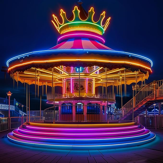 GZBtech RGB LED Neon Rope Lights 133FT/40M, AC 110-120V Waterproof Color Changing LED Rope with Remote Controller, Dimmable Multi Color Neon Rope Lighting for Indoor Outdoor Commercial Use