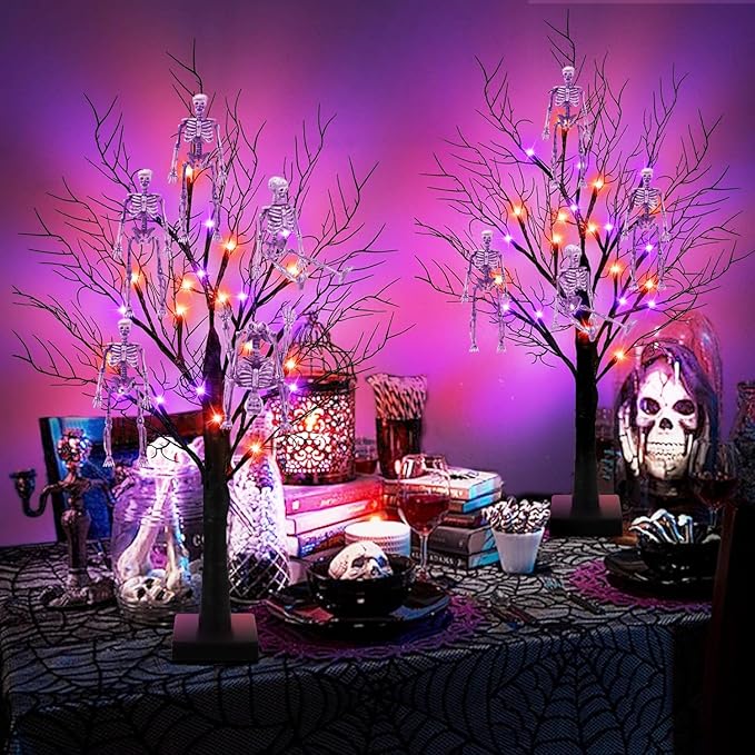 10 Pcs mini skeleton halloween decoration With hemp rope,6”small plastic posable halloween tiny skeleton figurines decor for Halloween Indoor Outdoor Graveyard Decor Haunted House Party Favors