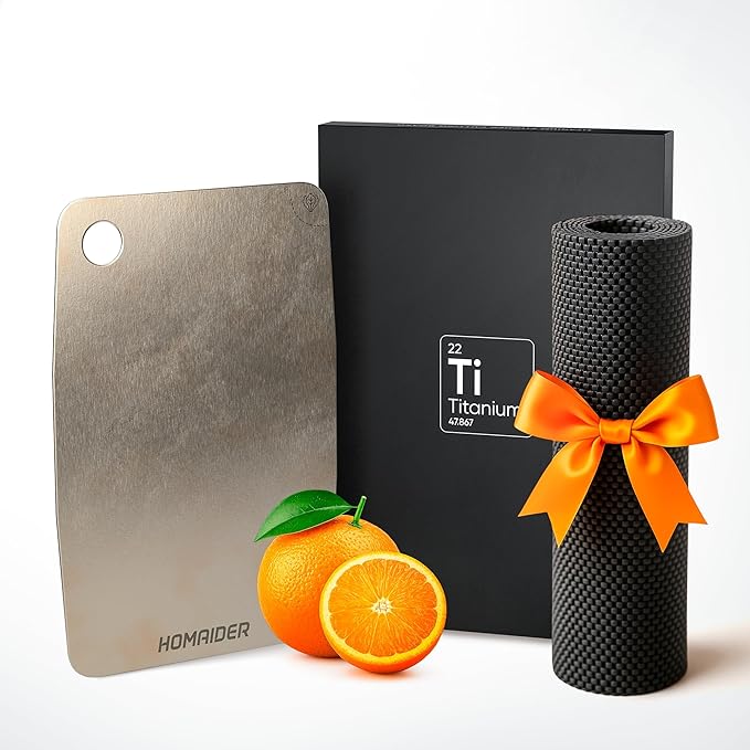 Titanium Cutting Board β Pure Titanium Chopping Board for Kitchen β Non-Toxic, Microplastic-Free, Double-Sided, Dishwasher Safe, Durable Metal Cutting Board