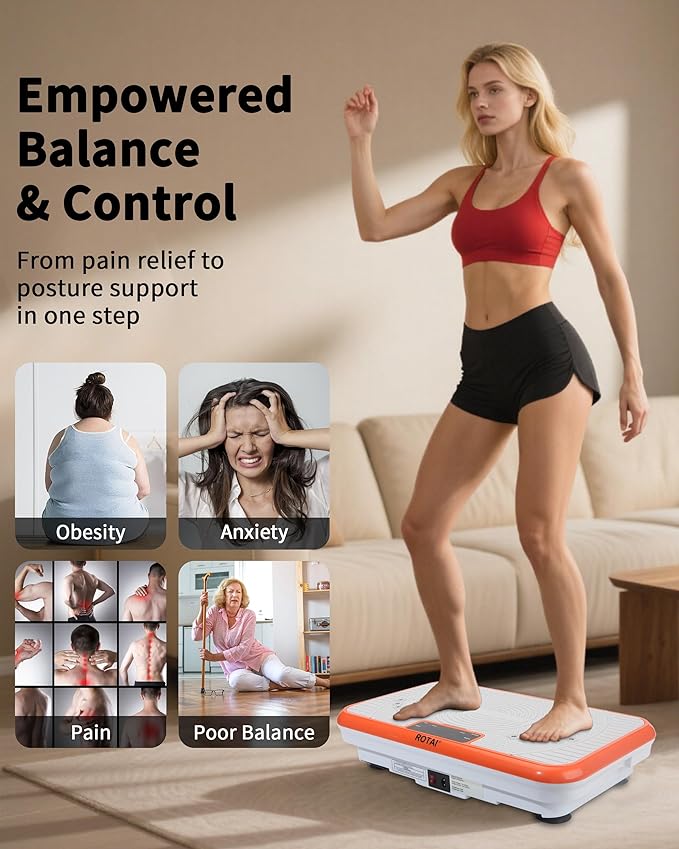 Shake Plate Vibration Exercise Machine for Lymphatic Drainage Massager & Weight Loss, 400 lbs Capacity Whole Body Vibrating Plate Workout for Women and Men