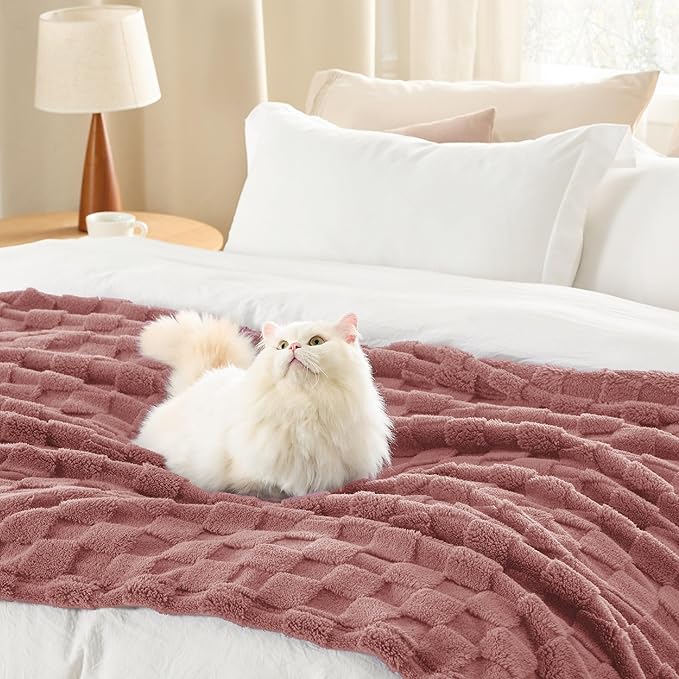 Bedsure GentleSoft Blankets Queen Size for Bed - Super Soft Cozy Blanket for Women Men Girls, Large Fuzzy Fleece Throw for Bedroom Decor, Dusty Pink, 90x90 Inches