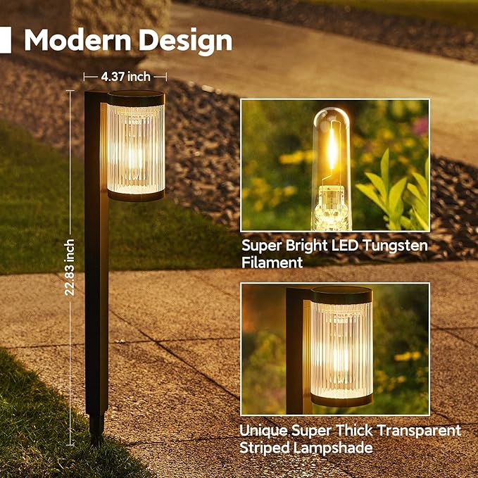 Solar Pathway Lights Outdoor, 2 Pack Upgraded Solar Outdoor Lights Super Bright Up to 12Hrs, IP65 Waterproof Solar Garden Lights Outdoor Solar Lights for Outside Yard Landscape Path Walkway