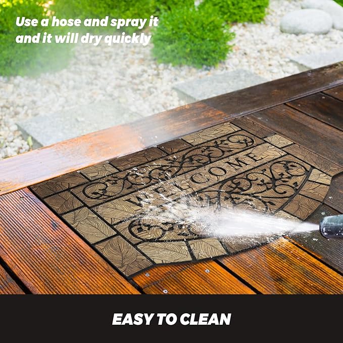 Durable Welcome Door Mats, 24"x36" Heavy-Duty Large Welcome Mat for Front Door with Non-Slip Rubber Backing, Door Mats for Outside Entry High Traffic Area(Leaves)