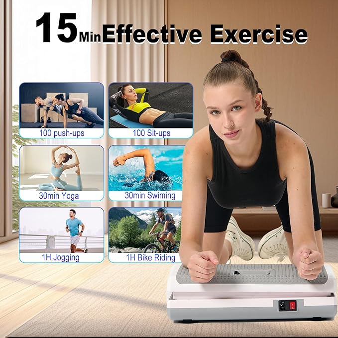 HOTWAVE Vibration Plate Exercise Machine for Lymphatic Drainage, Power Vibrating Plates Platform for Weight Loss - Whole Body Shaker Vibration Plate Machine Home Gym Shaping Fitness Workout