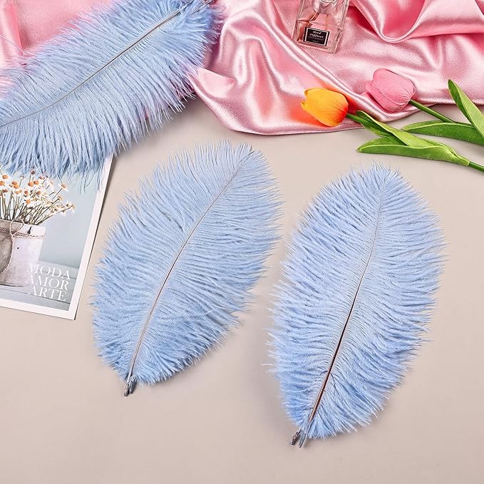 THARAHT Light Purple Ostrich Feathers 12pcs Natural Bulk 10-12Inch 25cm-30cm for Crafts Wedding Party Centerpieces Easter Gatsbi and Home Decoration Feathers