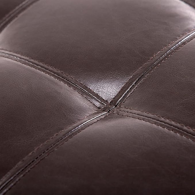 HOMCOM 51" Ottoman Storage Bench, Faux Leather Storage Chest with Lift Top, Tufted Ottoman for Living Room, Entryway, Dark Brown