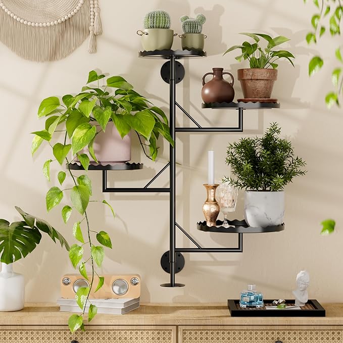 Rotating Wall Plant Shelves Versatile Window Plant Shelf for Indoor Plants Bathroom Living Room Use Wall Planter with Durable Metal Material 4 Pots