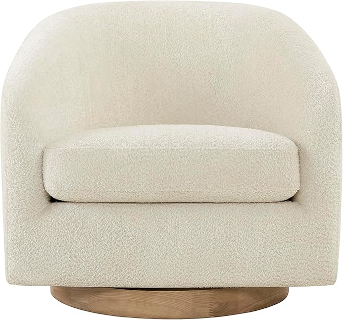 CHITA Swivel Accent Chair Set of 2, FSC Certified Upholstered Fabric Barrel Chair for Living Room, Fully Assembled, Cream