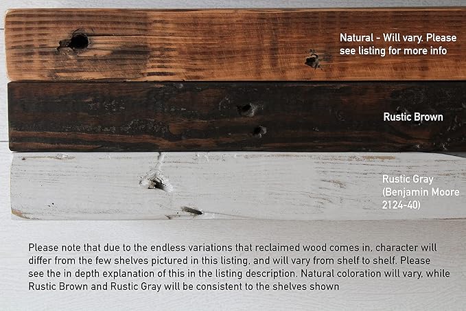 Urban Legacy Reclaimed Barn Joist Deep Floating Shelves | Deep Shelves with Low Profile Shelf Bracket with High Weight Capacity, Set of 2 (24" x 11" x 2.5", Rustic Brown)