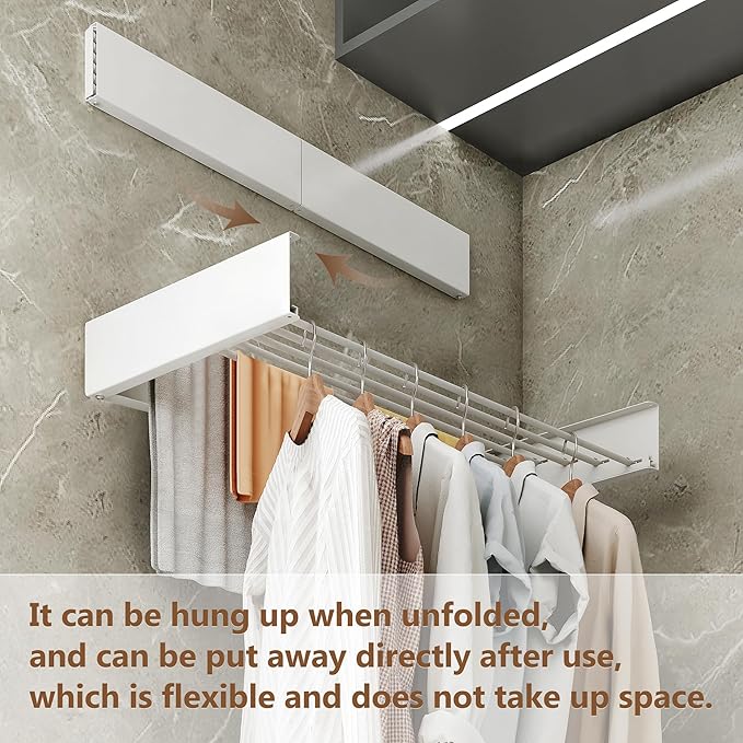 Wall Mounted Drying Rack,Drying Rack Clothing,Collapsible Hanging Racks for Laundry(35.5"-White)