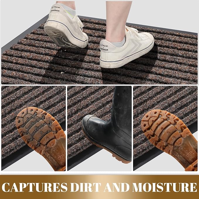 Yimobra Front Door Mat Outdoor Indoor Entrance, 100% Waterproof All-Season All Weather Doormat, Welcome Matt Outside Entry, Non Slip, Low Profile, Heavy Duty Patio Porch Floor Mats,29.5 x 17