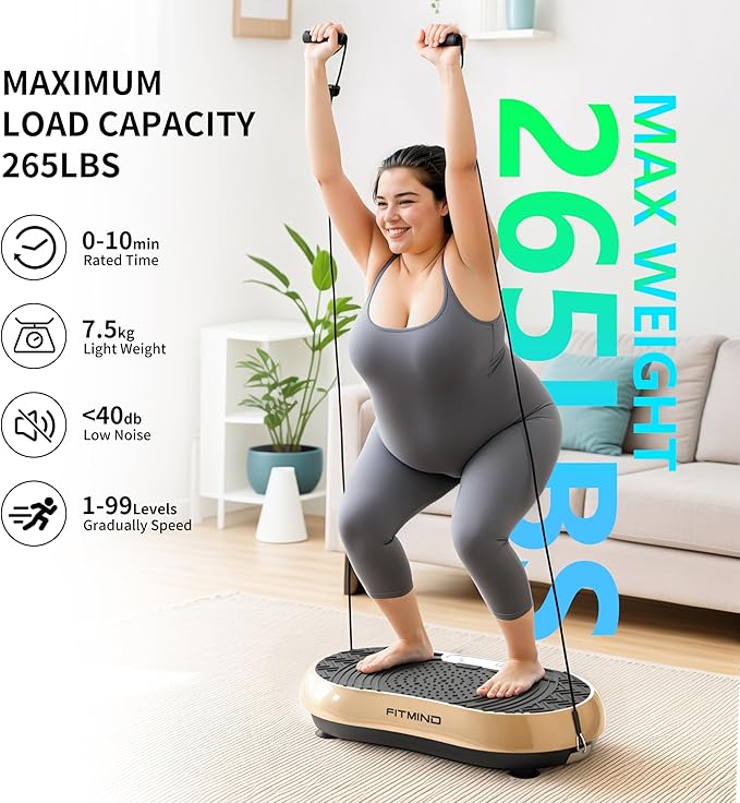 Vibration Plate Exercise Machine, 24" x 14" Extra-Large Vibration Plate for Lymphatic Drainage, Vibration Plates for Weight Loss, Relaxing, Recovery