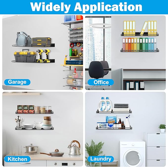 RedCall Heavy-Duty Wall Shelf, 2 Pack Garage Shelf, 23.5" x 12" Large Wall Mounted Shelves for Garage, Laundry Room, Closet, Holds Up to 75 Lbs