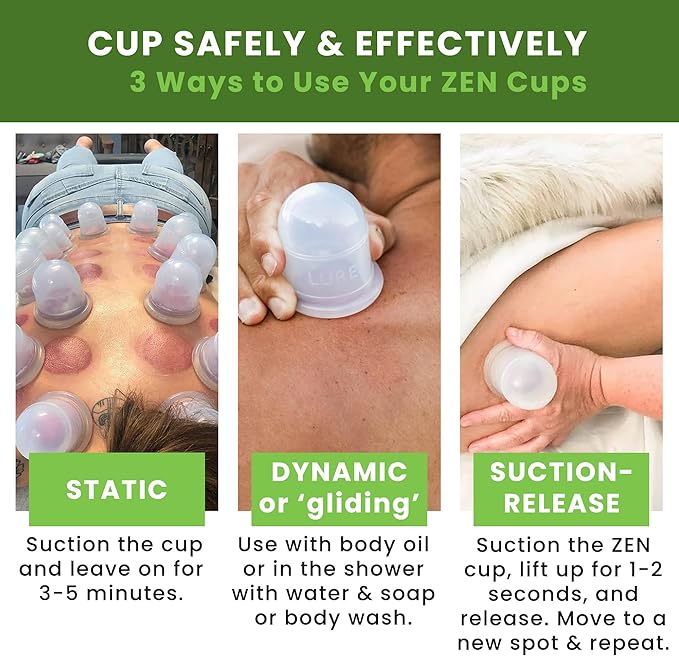 Silicone Cupping Therapy Set 6 Professional Massage Cupping Cups for Cupping Therapy Cup Kit for Massage, Myofascial Release, Cellulite Reduction