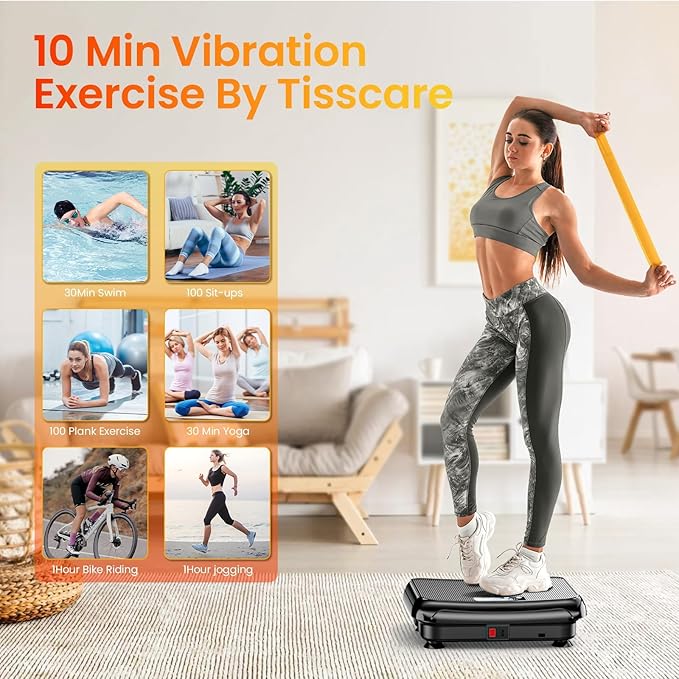 Vibration Plate Exercise Machine: TISSCARE Vibrating Plates for Lymphatic Drainage and Weight Loss, 300Lbs Capacity Full Body Power Shake Workout Platform for Home Cardio Fitness