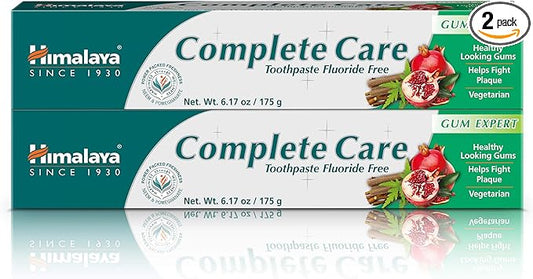 Himalaya Complete Care Toothpaste, Fights Plaque, Freshens Breath, Fluoride Free, Plant-Based, with Neem, Pomegranate, No Artificial Flavors, Cruelty Free, Mint Flavor, 6.17 Oz, 2 Pack…