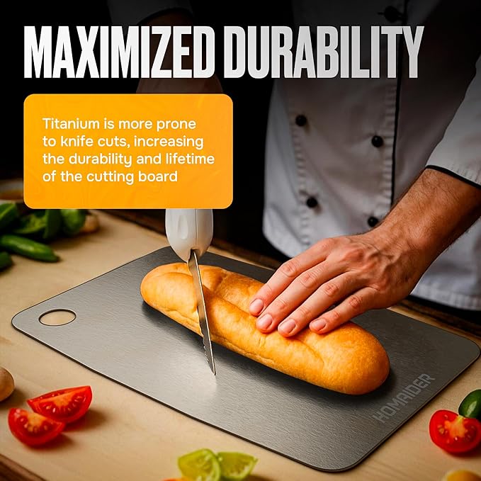Titanium Cutting Board β Pure Titanium Chopping Board for Kitchen β Non-Toxic, Microplastic-Free, Double-Sided, Dishwasher Safe, Durable Metal Cutting Board