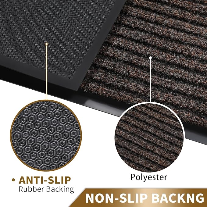 Yimobra Front Door Mat Outdoor Indoor Entrance, 100% Waterproof All-Season All Weather Doormat, Welcome Matt Outside Entry, Non Slip, Low Profile, Heavy Duty Patio Porch Floor Mats,29.5 x 17