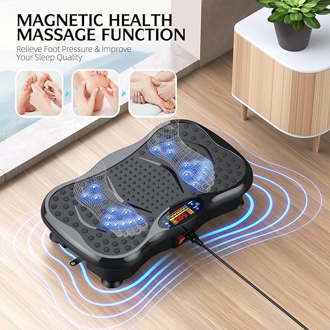 Vibration Plate Exercise Machine, Lymphatic Drainage Machine for Weight Loss, Lymphatic Drainage & Muscle Recovery, Multiple Speeds with Bluetooth & Remote, Max User Weight 330lbs