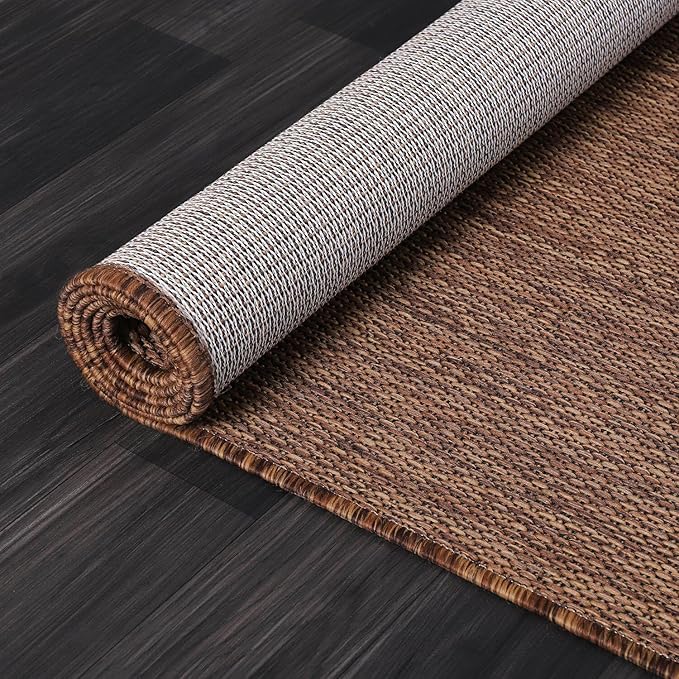 Washable Indoor Outdoor Rug 6x9 Weather Resistant Area Rugs Modern Solid for Porch Deck Balcony Backyard Patio Outside Carpet (6 X 9 Gold Brown)
