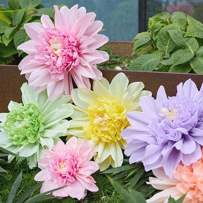 Homarkable Pastel Paper Flowers,12 Pcs Crepe Paper Flowers Decorations,6 in,10 in Flower for Wedding Party Baby Bridal Shower Carnival Party Nursery Wall Decor