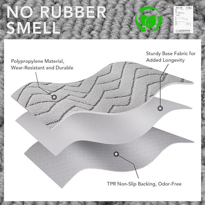 hicorfe Front Door Mat Outside Entrance,36"x59" Absorbent Muddy Dirt Resist Welcome Door Mats Outdoor Indoor,Stain and Fade Resistant,Non Slip Backing Entry Mat Doormat for Entryway(Light Grey)