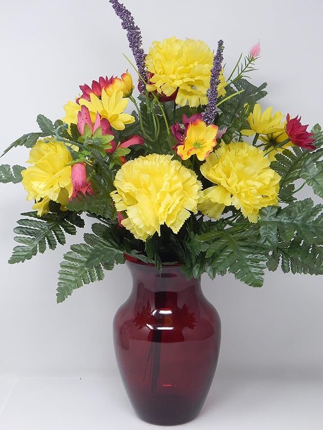 Floral Supply Online - 8" Rose Vase and Flower Guide Booklet - Decorative Glass Flower Vase for Floral Arrangements, Weddings, Home Decor or Office. (Red)