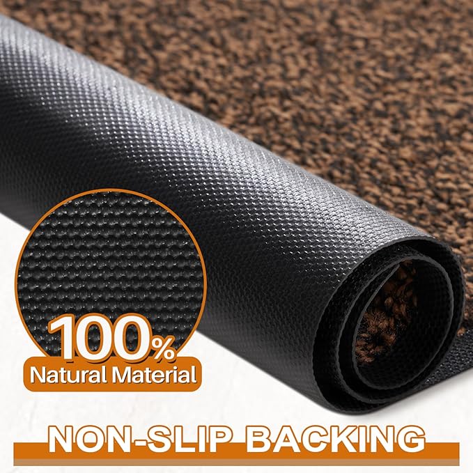 Mibao Front Door Mat, Dirt Trapper Welcome Mat for Outdoor Indoor, Non-Slip Waterproof Doormat, Durable Machine Washable Low Profile Entry Rug for Back Door Outside Patio Porch, 72" x 48", Brown