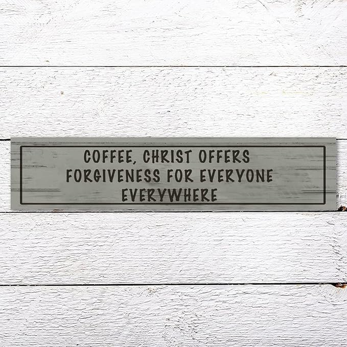 Generic Wood Sign Coffee Offers Forgiveness for Everyone Everywhere Rustic Wooden Hanging Sign Home Farmhouse Kitchen Wall Decor 16 x 4 Inch