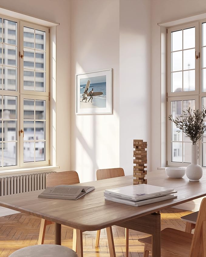 HAUS AND HUES Square Picture Frames - Set of 15, 20x20 White Oak Frames with Mat for Gallery Wall