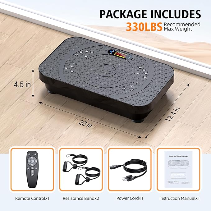 Vibration Plate Exercise Machine, OVANZA Whole Body Vibration Plate for Lymphatic Drainage, Burns Fat, Helps Toning, Weight Loss Shaping Wellness for Home Training Equipment
