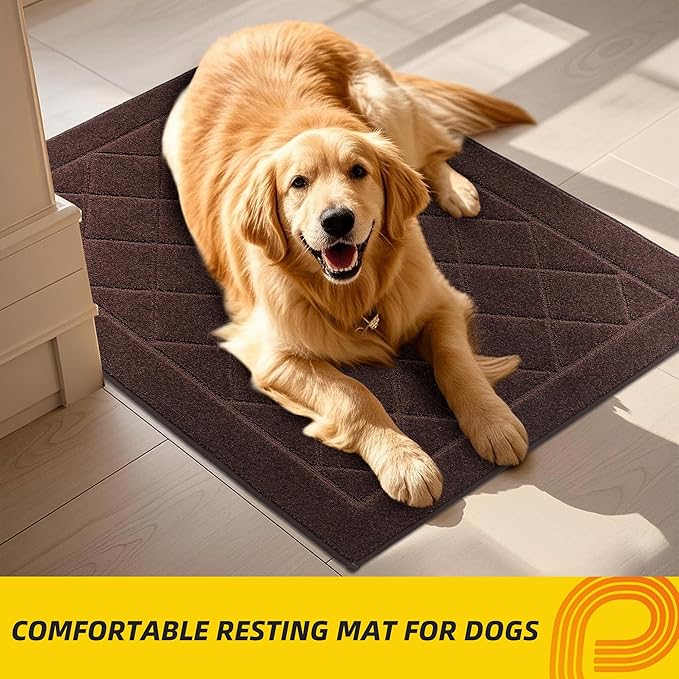 JSEI Dirt Trapper Door Mat 36"x60", Non-Slip Washable Entryway Mats, Dog Door Mat, Stain Resistant and Absorbent Floor Mats, Low Profile Welcome Mat for Front Back Door, Brown