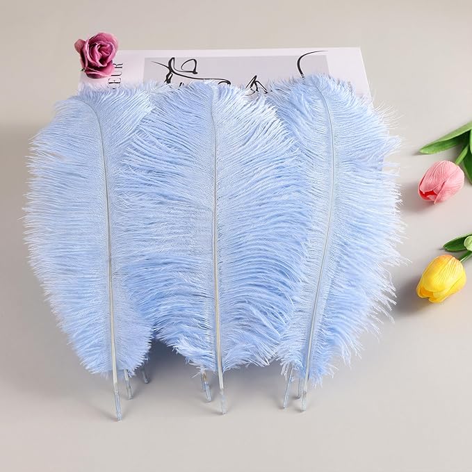 THARAHT Light Purple Ostrich Feathers 12pcs Natural Bulk 8-10Inch 20cm-25cm for Crafts Wedding Party Centerpieces Easter Gatsbi and Home Decoration Feathers