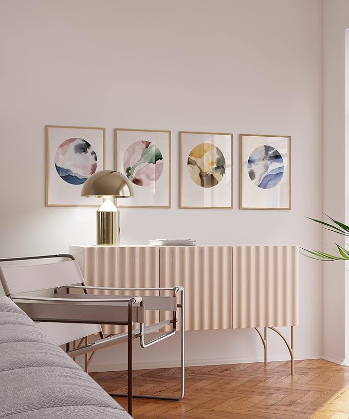 HAUS AND HUES Square Picture Frames 11 x 14 Set of 9 - Photo Gallery Wall Frame Set, Wood 11x14 Frames, 11 x 14 Frames Gallery Wall Set, 11x14 Frame with Mat, Square Frames 11x14 (Beige Oak Frames)