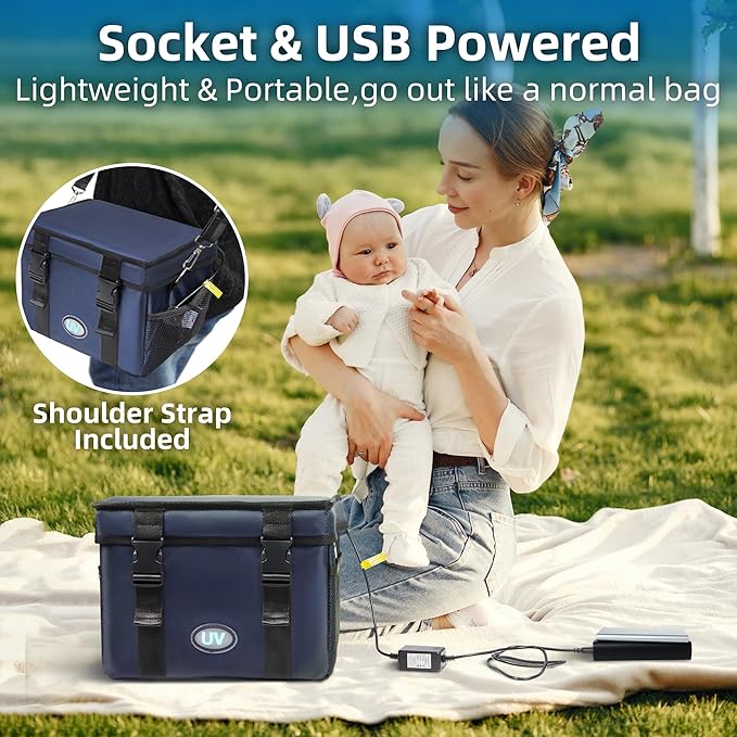 UV Sanitizer Box, 12L Portable Sanitizing and Cleaning Machine with 3-Level Timer, Foldable UV Cleaner Box for Toys, Mask, Towel, Key, Baby Bottle, Etc. Ozone Free UV Cleaning Box 