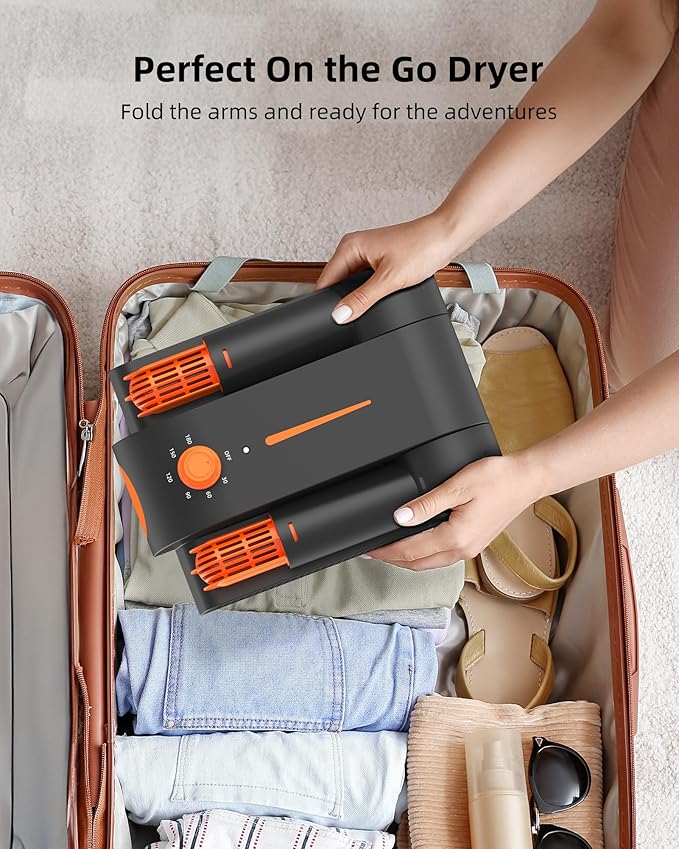 Xasla Shoe Dryer, Boot Dryer for Work Boots, Forced-air Heating Gloves & Sneakers Warmer, Folding Design with Adjustable Rack, Timer, Heat Blower Quick Drying