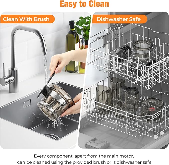 Slow Cold Press Juicer Machines: Masticating Cold Pressed Compact Juicer For Vegetable And Fruit Easy To Clean, Silver Grey