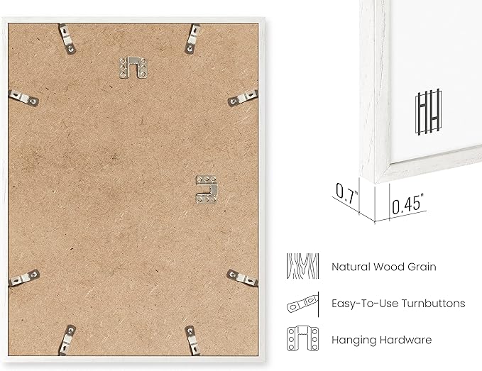 HAUS AND HUES Picture Frames 16x24 - Set of 4 16x24 Picture Frames for Wall, Poster Frames 16x24, 16 x 24 Gallery Wall Frame Set, 16 by 24 Picture Frame Natural Wood Frame (White Frame)