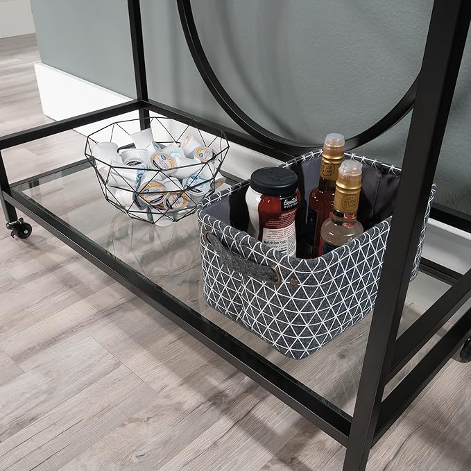Sauder International Lux Bar Cart, Black Finish