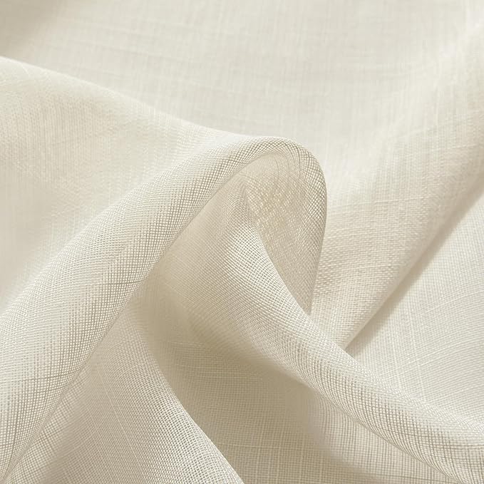 Joydeco Sheer Curtains 108 Inches Long, White Curtains for Living Room 2 Panels Set, Linen Curtains Window Privacy Assured with Light Filtering(W52 x L108 Inch,Linen)