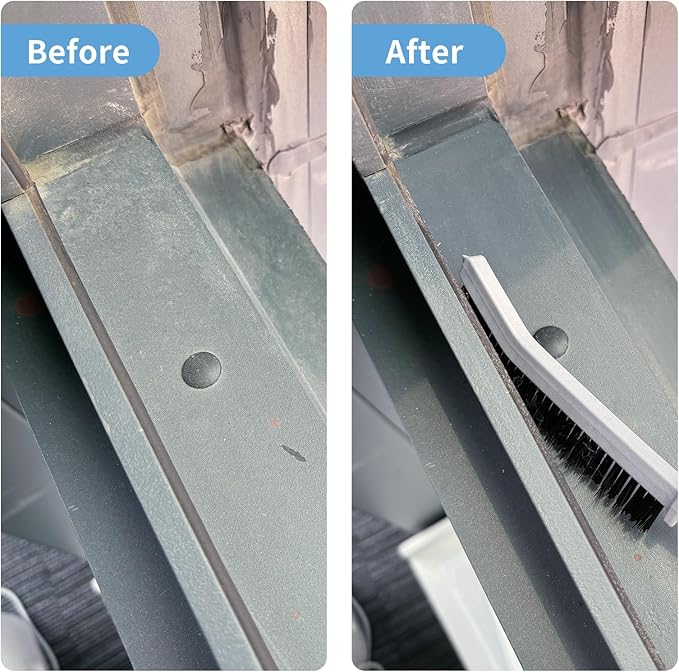 3 Pcs Cleaning Brushes for Household - Crevice Brush for Scrub Small Spaces, Toilet Cleaning Tool with Comfortable Grip, Long&Firm Bristle for Shower Tile Grout, Sinks Gap, Window Tracks, Hinges