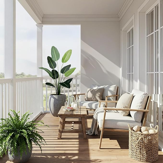 Worth Garden 59in Artificial Bird of Paradise Plant 4.9ft, Set of 2 Faux Tropical Trees for Living Room and Office Décor, Perfect for Indoor and Outdoor Greenery