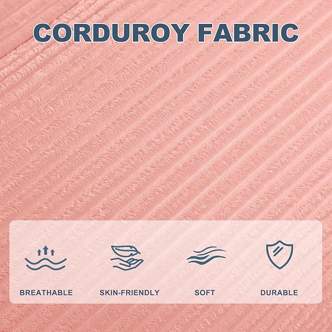 Misolant Bean Bag Chairs,Big Corduroy Fabric Sofa Bean Bag Chair for Adults and Teens with High-Resilience Sponge, Non-Slip Base Floor Lounge Sofa for Home, Living Room, Bedroom, Gaming Pink