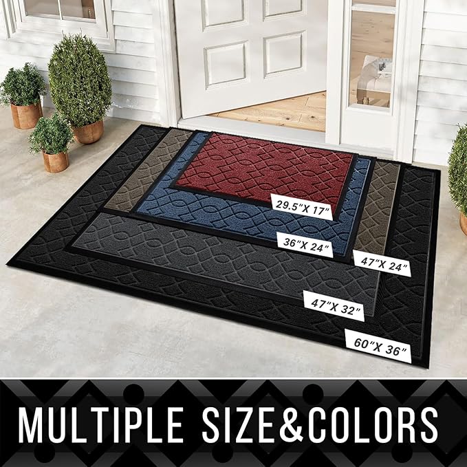 Yimobra Front Door Mat Outdoor Indoor 47x24, All-Season, All-Weather, Heavy Duty Welcome Door Mats Outside Entrance, Non Slip Porch Patio Entrance Mat, Light Beige