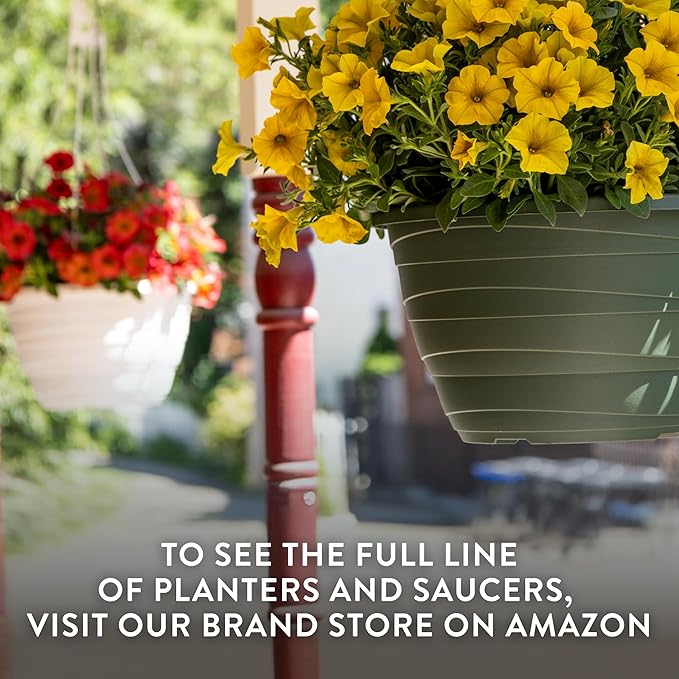 The HC Companies Wrapt Hanging Planters - Lightweight Plant Pot Hanger for Hanging Plants, Vegetables & Herbs - Outdoor & Indoor Hanging Basket for Plants (13" Green, Pack of 2)