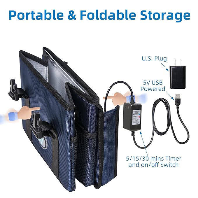 UV Sanitizer Box, 12L Portable Sanitizing and Cleaning Machine with 3-Level Timer, Foldable UV Cleaner Box for Toys, Mask, Towel, Key, Baby Bottle, Etc. Ozone Free UV Cleaning Box 
