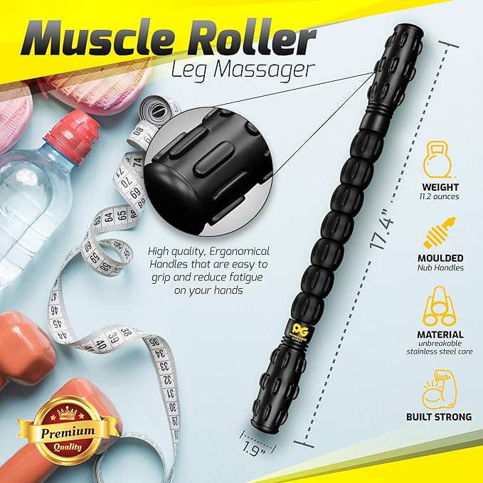 Physix Gear Roller Stick - Muscle Roller Massage Stick for Legs, The Stick Massage Roller for Deep Tissue Massaging Stick for Athletes, Physical Therapy Muscle Roller, Recovery Stick Roller